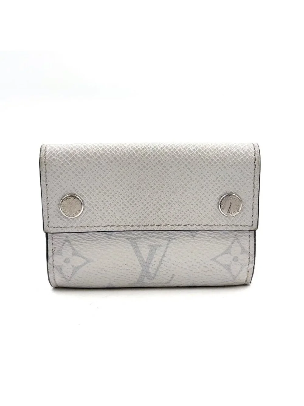 Louis Vuitton Discovery Compact Wallet Leather White Silver